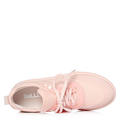 BELLE/百丽专柜同款粉色运动风弹力布/滴胶女休闲鞋S2D1DAM8