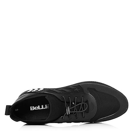 BELLE/百丽专柜同款黑色运动风纺织品/滴胶/牛皮革女鞋S2C1DAM8