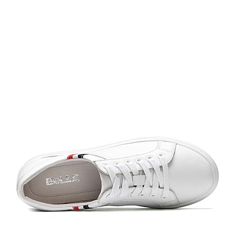 BELLE/百丽专柜同款白色牛皮平底板鞋休闲小白鞋S2N1DAM8