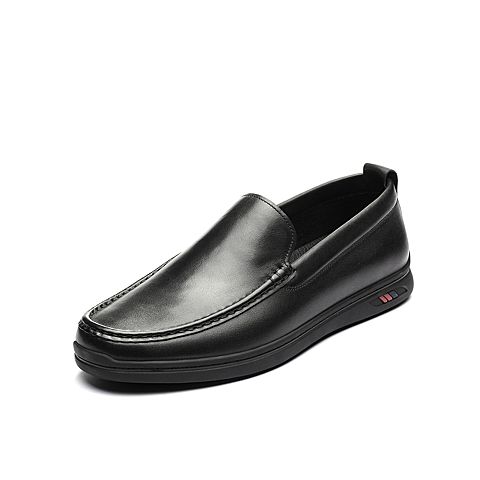 BELLE/百丽商场同款黑色牛皮革男休闲鞋5QR02AM8