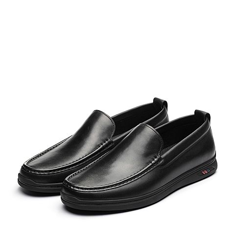 BELLE/百丽商场同款黑色牛皮革男休闲鞋5QR02AM8