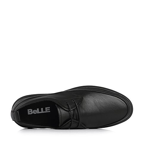 BELLE/百丽春季新品专柜同款黑色牛皮革男休闲鞋5QT01AM8