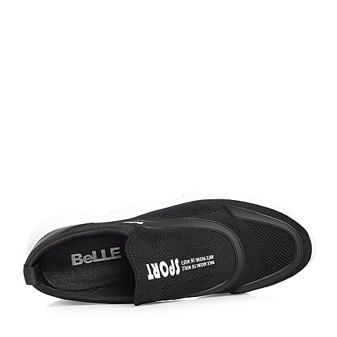 BELLE/百丽年春季新品专柜同款黑色纺织品/牛皮革男休闲鞋5RE02AM8
