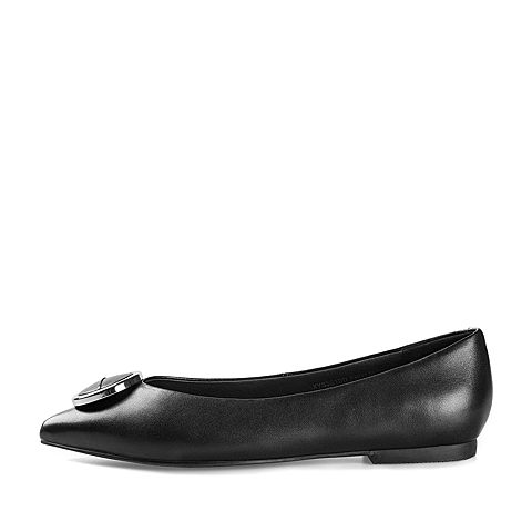 BELLE/百丽专柜同款黑色羊皮革女皮鞋S3S1DAQ8