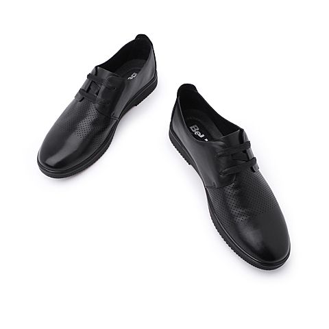 BELLE/百丽商场同款黑色牛皮男休闲鞋5RR01BM8