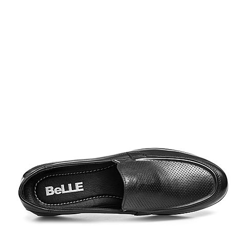 BELLE/百丽夏商场同款黑色牛皮男休闲鞋5RS02BM8