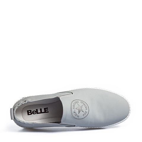 BELLE/百丽夏新品专柜同款灰色牛皮男休闲鞋5SC01BM8