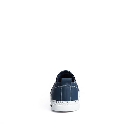 BELLE/百丽夏新品专柜同款蓝色牛皮男休闲鞋5SC01BM8