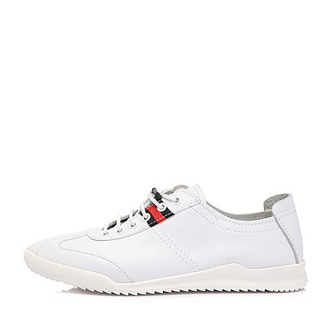 BELLE/百丽商场同款白色牛皮革男休闲小白鞋5SQ01BM8