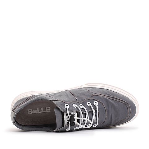 BELLE/百丽夏专柜新款黑色编织布男休闲鞋5ST01BM8