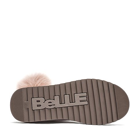 BELLE/百丽商场同款牛剖层革休闲雪地靴女短靴(毛里)S8E1DDD8