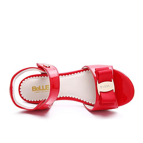 百丽（belle）2018年夏季新款时尚简约舒适女童中童合成革时装凉鞋DE0352