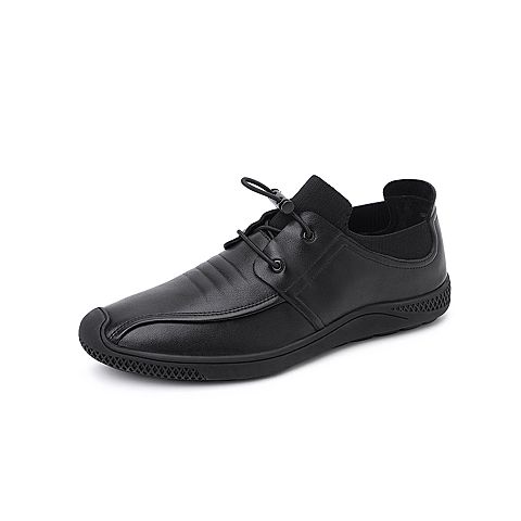 BELLE/百丽商场同款牛皮革/纺织男休闲鞋板鞋5UY01CM8