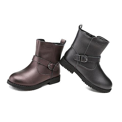 百丽（belle）2018年冬季新品女童时尚保暖舒适皮革靴子拉链DE0790