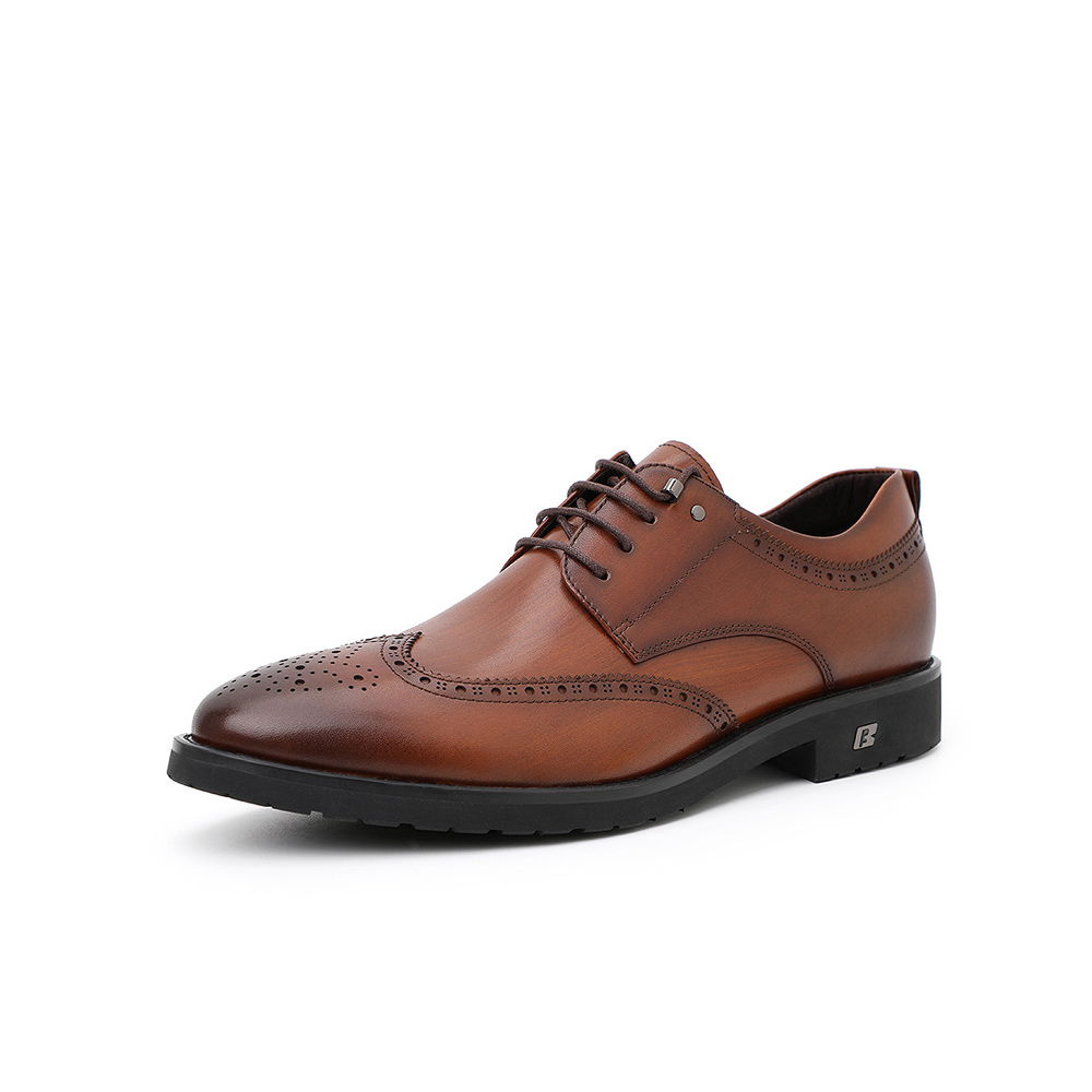 BELLE/百丽布洛克雕花鞋年春商场同款英伦风婚鞋牛皮革男商务皮鞋B8717AM9