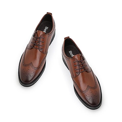 BELLE/百丽布洛克雕花鞋年春商场同款英伦风婚鞋牛皮革男商务皮鞋B8717AM9