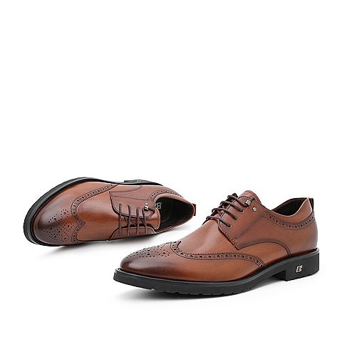 BELLE/百丽布洛克雕花鞋年春商场同款英伦风婚鞋牛皮革男商务皮鞋B8717AM9