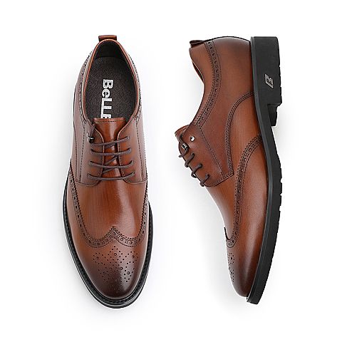 BELLE/百丽布洛克雕花鞋年春商场同款英伦风婚鞋牛皮革男商务皮鞋B8717AM9