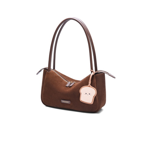 百丽包包女2024新商场同款吐司包复古通勤反绒单肩托特包X7203DX4