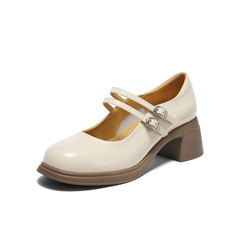 百丽复古双条带玛丽珍鞋女2025秋新商场同款真皮高跟单鞋3A616CQ5