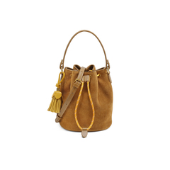 百丽包包女25秋商场同款复古绒面休闲单肩斜挎手提水桶包X7387CX5