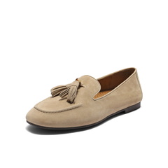 百丽复古绒面乐福鞋女2025秋新商场同款真皮通勤便士乐福3A9C3CA5