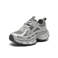 百丽潮酷网面老爹鞋女2025秋新厚底增高舒适透气休闲鞋B2801CM5