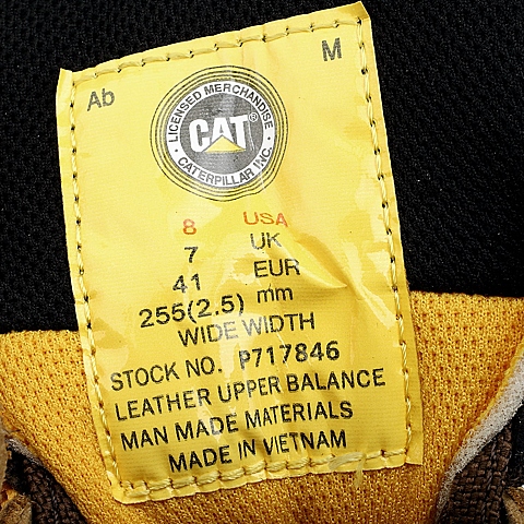 CAT卡特黄色户外休闲男低靴P717846D3VDI40