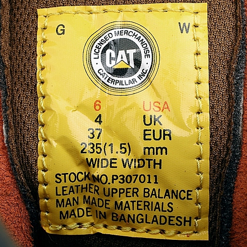 CAT卡特橙色牛皮/合成革女士户外休闲低靴P307011D3BDR30粗犷装备(Rugged)