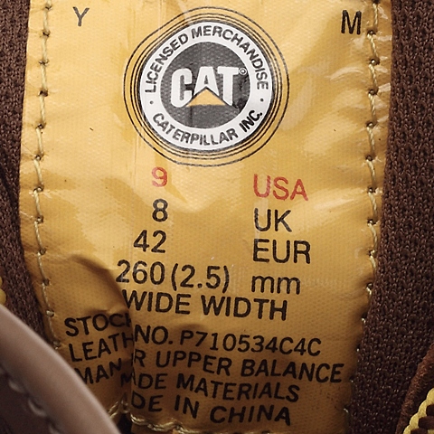 CAT卡特秋冬棕色牛皮男士户外休闲低靴P710534D3SDR45粗犷装备(Rugged)