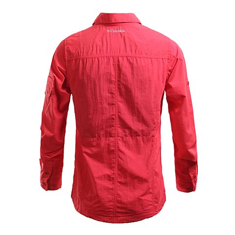 Columbia/哥伦比亚春夏女红色野外探索100% 锦纶可翻卷袖子 长袖衬衫PL7234676