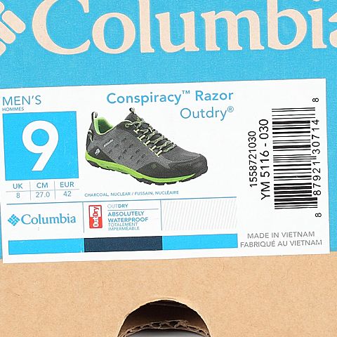 Columbia/哥伦比亚春夏男炭灰越野跑系列织物越野鞋YM5116030
