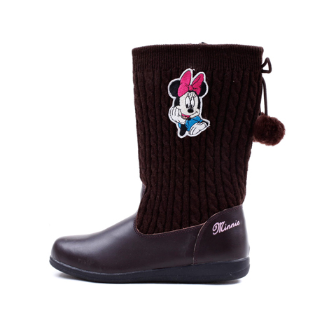 DISNEY/迪士尼冬季咖啡色中童皮靴SN66576