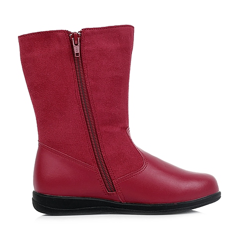 DISNEY/迪士尼童鞋冬季牛皮/纺织物红色女中童童靴时装靴DS0495