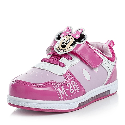 DISNEY/迪士尼2014秋季粉色PU女小童运动鞋灯鞋跑步鞋DS0309