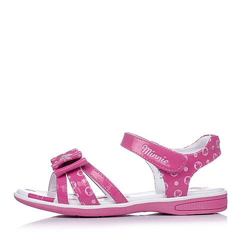 DISNEY/迪士尼童鞋2015年夏季新款PU革桃红色女中童时尚凉鞋DS0639