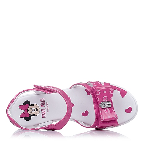 DISNEY/迪士尼童鞋2015年夏季新款PU革桃红色女中童时尚凉鞋DS0639