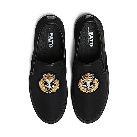 FATO/伐拓夏季专柜同款黑色粒纹布休闲男单鞋UVC01BM6