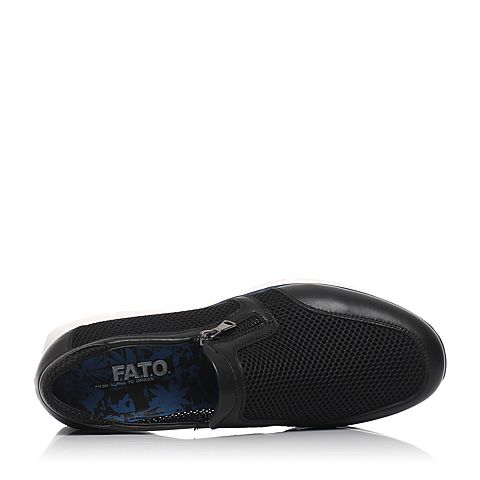 FATO/伐拓夏季专柜同款黑色牛皮配布男鞋UUK01BM6