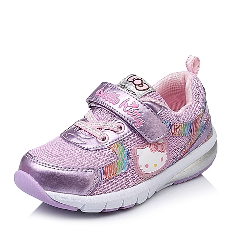 HELLO KITTY/凯蒂猫童鞋2015秋季新品浅紫PU/网布女小童运动跑步鞋DI3412