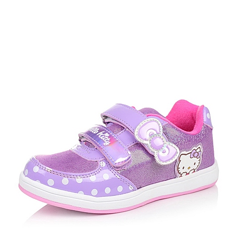 HELLO KITTY/凯蒂猫冬季浅紫PU革女小中童板鞋DI3485