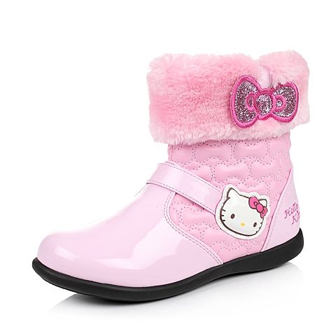 HELLO KITTY/凯蒂猫冬季粉色PU女小中童低靴DI3530