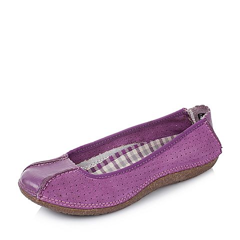 Hush Puppies/暇步士春季专柜同款紫色牛二层皮女休闲鞋K0503AQ4
