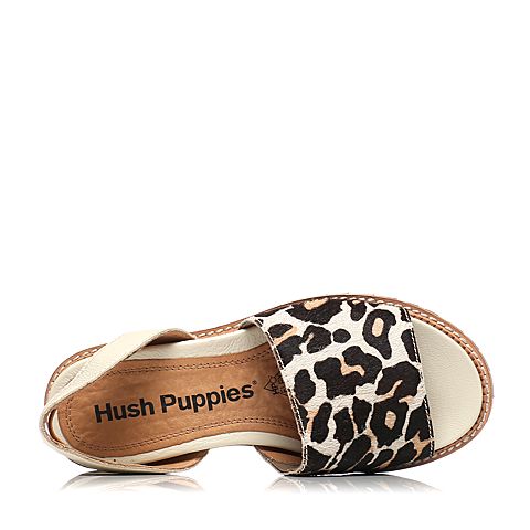 Hush Puppies/暇步士夏季专柜同款啡白色马毛/牛皮时尚舒适女凉鞋HDU12BL4