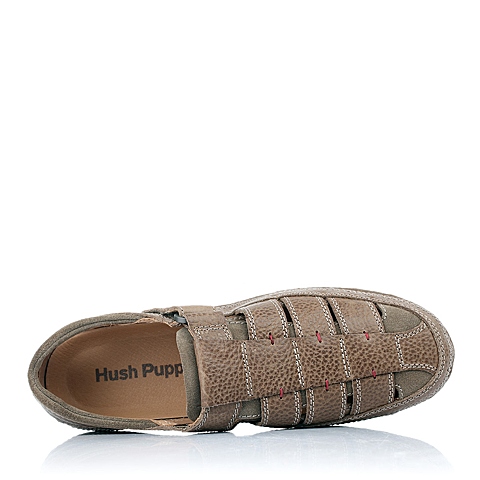 Hush Puppies/暇步士年夏季专柜同款灰色油蜡变色牛皮男凉鞋H3P01BK5