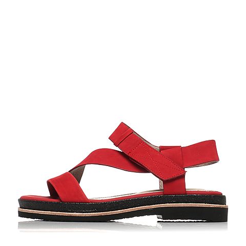 Hush Puppies/暇步士夏季专柜同款红色牛皮时尚舒适平跟女凉鞋HIV01BL5