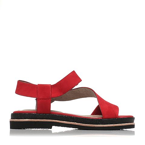 Hush Puppies/暇步士夏季专柜同款红色牛皮时尚舒适平跟女凉鞋HIV01BL5