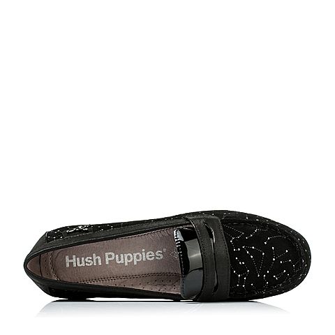 Hush Puppies/暇步士秋季专柜同款黑色羊绒皮女休闲鞋HHX29CM6