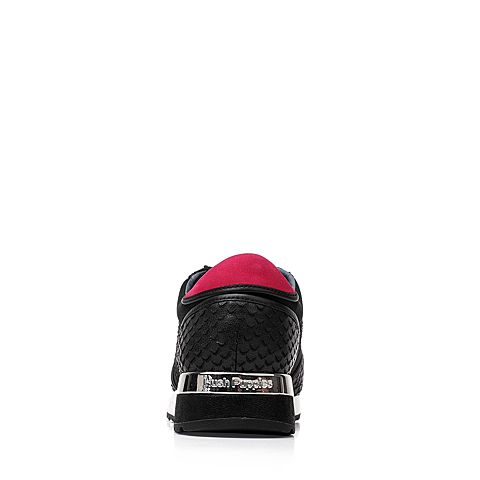 Hush Puppies/暇步士秋季专柜同款黑色羊皮/牛皮复古运动风舒适坡跟女休闲鞋HKL23CM6