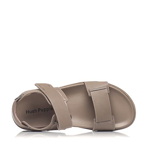 Hush Puppies/暇步士夏季专柜同款灰色牛皮纯色魔术贴男凉鞋沙滩鞋H4Q07BL7